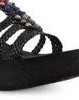 Sandalia Negro Mujer Casual Tiras Trenzadas Moda Plataforma Comoda 3201427
