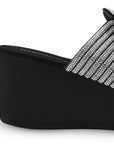 Sandalia Negro Dama Brillos Tiras Moda Dedo Pedria Elegante 3201428