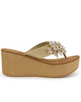 Sandalia Cafe Flor de Pedreria Mujer Moda Verano Elegante 3201430