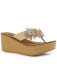 Sandalia Cafe Flor de Pedreria Mujer Moda Verano Elegante 3201430