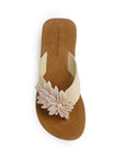 Sandalia Cafe Flor de Pedreria Mujer Moda Verano Elegante 3201430