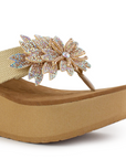 Sandalia Cafe Flor de Pedreria Mujer Moda Verano Elegante 3201430