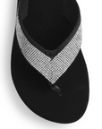 Sandalia Negro Plata Moda Empeine Decorado Brillos Plataforma Moda 3201431