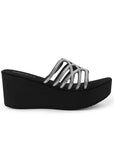 Sandalia Negro Mujer Tiras Moda Pedreria Plataforma Alta Casual 3201433