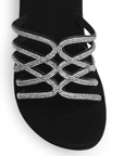 Sandalia Negro Mujer Tiras Moda Pedreria Plataforma Alta Casual 3201433