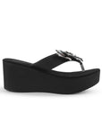 Sandalia Negro Flor de Pedreria Mujer Moda Verano Elegante 3201436