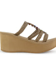 Sandalia Cafe Mujer Casual Tiras Trenzadas Moda Plataforma Comoda 3201437