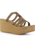 Sandalia Cafe Mujer Casual Tiras Trenzadas Moda Plataforma Comoda 3201437