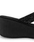 Sandalia Negro Dama Casual Plataforma Alta Tira Brillos Moda 3201438