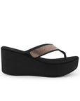 Sandalia Negro Oro Rosado Moda Empeine Decorado Brillos Plataforma Moda 3201443