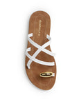 Sandalia Blanco Dama Plana Verano Tiras Cruzadas Moda Casual Mujer 3201455