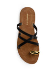 Sandalia Negro Dama Plana Verano Tiras Cruzadas Moda Casual Mujer 3201457