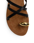 Sandalia Negro Dama Plana Verano Tiras Cruzadas Moda Casual Mujer 3201457