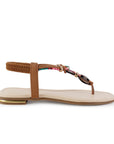Sandalia Cafe Dama Plana Detalles Decorativos Resorte Talon Moda 3201461