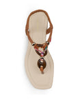 Sandalia Cafe Dama Plana Detalles Decorativos Resorte Talon Moda 3201461