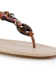Sandalia Cafe Dama Plana Detalles Decorativos Resorte Talon Moda 3201461