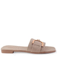 Sandalias Beige Casual Herraje Piso Moda Mujer 4550066