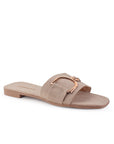 Sandalias Beige Casual Herraje Piso Moda Mujer 4550066