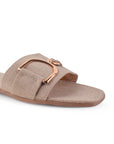 Sandalias Beige Casual Herraje Piso Moda Mujer 4550066