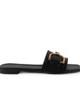 Sandalia Negro Piso Dama Casual Verano Herraje Moderno Mujer 4550082