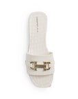 Sandalia Beige Dama Casual Hebilla Metalica Tira Ancha Moda Mujer 4550097
