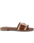 Sandalia Cafe Beige Piso Dama Casual Herraje Moda Punta Cuadrada Mujer 4550098