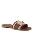 Sandalia Cafe Beige Piso Dama Casual Herraje Moda Punta Cuadrada Mujer 4550098