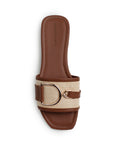 Sandalia Cafe Beige Piso Dama Casual Herraje Moda Punta Cuadrada Mujer 4550098