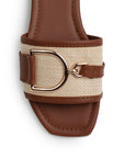 Sandalia Cafe Beige Piso Dama Casual Herraje Moda Punta Cuadrada Mujer 4550098