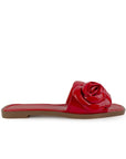 Sandalia Rojo Flor Mujer Moda Elegante Playa Verano Piso Elegante 4930063