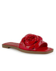 Sandalia Rojo Flor Mujer Moda Elegante Playa Verano Piso Elegante 4930063