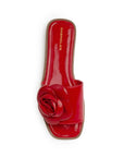Sandalia Rojo Flor Mujer Moda Elegante Playa Verano Piso Elegante 4930063