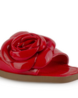 Sandalia Rojo Flor Mujer Moda Elegante Playa Verano Piso Elegante 4930063