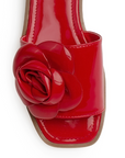 Sandalia Rojo Flor Mujer Moda Elegante Playa Verano Piso Elegante 4930063