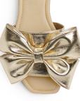 Sandalia Oro Plana Moño Casual Elegante Punta Cuadrada 4930064