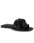 Sandalia Negro Flor Mujer Moda Elegante Playa Verano Piso Elegante 4930065