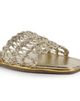 Sandalia Oro Mujer Moda Verano Diseño Tejido Elegante Casual 4930073