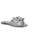 Sandalia Plata Dama Piso Moño Casual Elegante Moda Verano Mujer 4930075