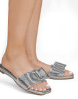 Sandalia Plata Dama Piso Moño Casual Elegante Moda Verano Mujer 4930075