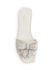 Sandalia Beige Plana Moño Pedreria Moda Mujer Casual 1710629