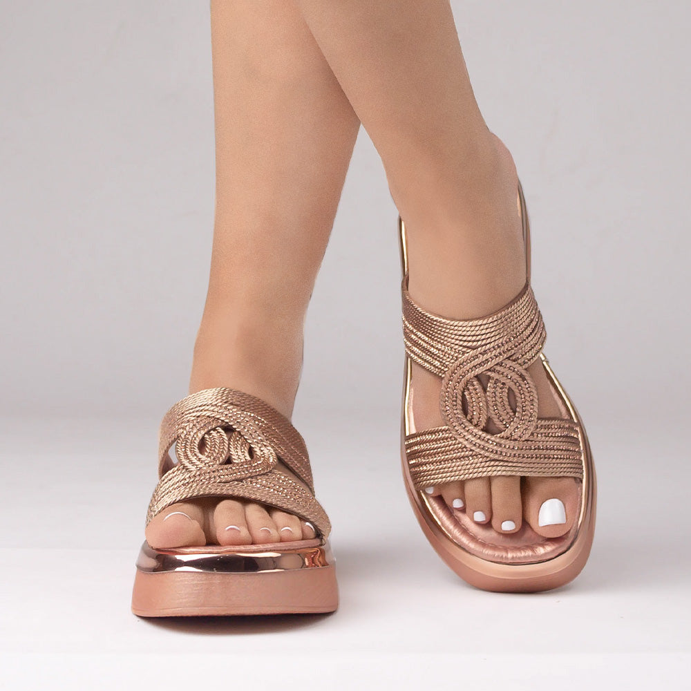 Sandalia Oro Rosa Mujer Formal Tacon Alto Moda Mujer Casual