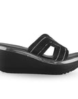Sandalias Negro Plataformas Mujer Elegantes Altas Brillantes Moda 3402761