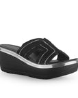 Sandalias Negro Plataformas Mujer Elegantes Altas Brillantes Moda 3402761