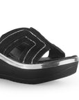 Sandalias Negro Plataformas Mujer Elegantes Altas Brillantes Moda 3402761