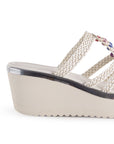 Sandalia Beige Plataforma Mujer Trenzado Detalles Multicolor Moda 3402767