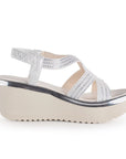 Sandalias Beige Con PedrerIa Y Plataforma Fiesta Elegante Mujer 3402771
