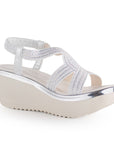 Sandalias Beige Con PedrerIa Y Plataforma Fiesta Elegante Mujer 3402771