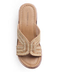 Sandalias Beige Altas Moda Casual Tejidas Plataforma Elegante Dama 3402772