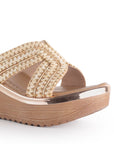 Sandalias Beige Altas Moda Casual Tejidas Plataforma Elegante Dama 3402772
