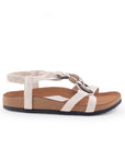 Sandalia Beige Dama Resorte Tiras Cruzadas Playa Verano Moda 3402797